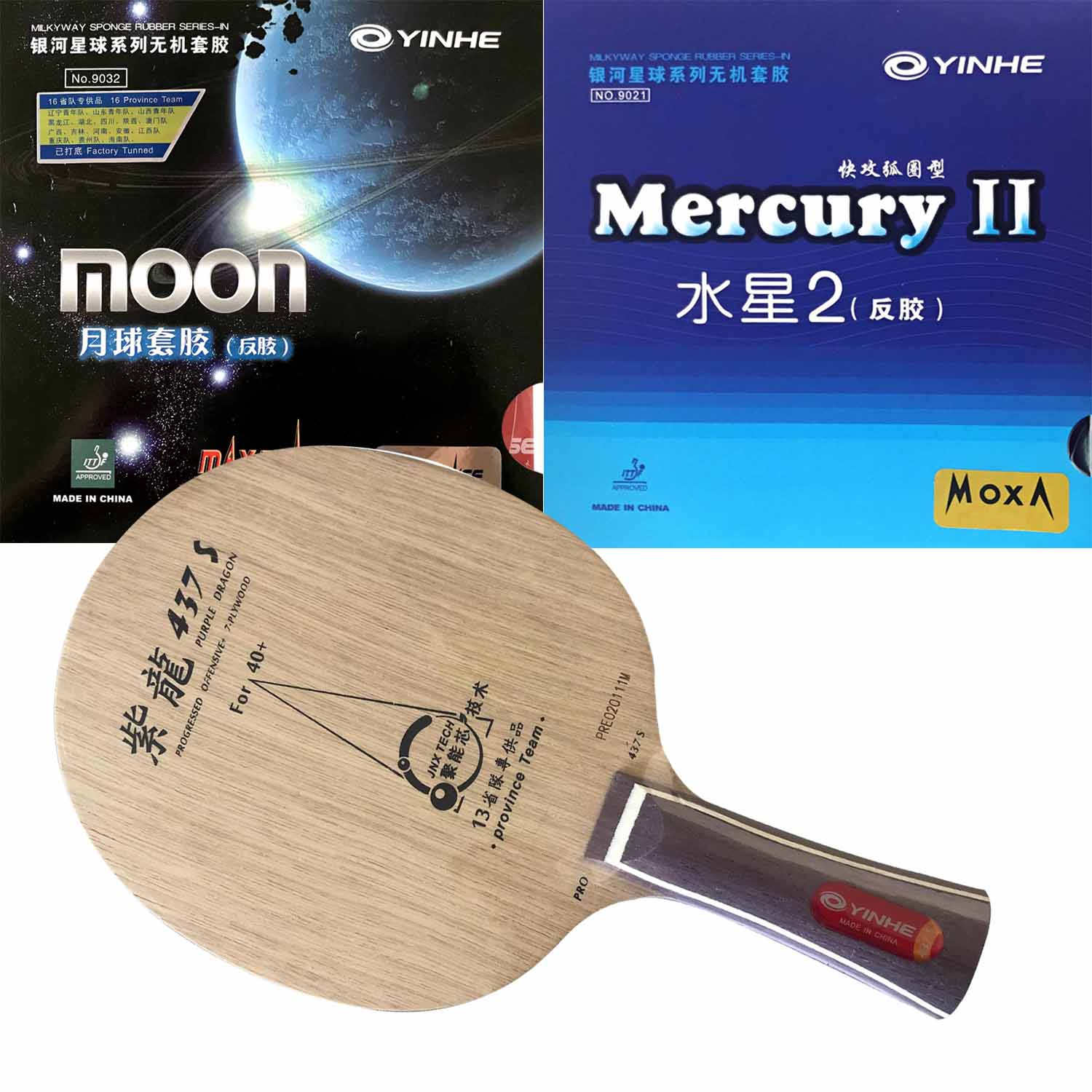 Table Tennis Zhang Jike - Pro Combo Racket YINHE Purple Dragon