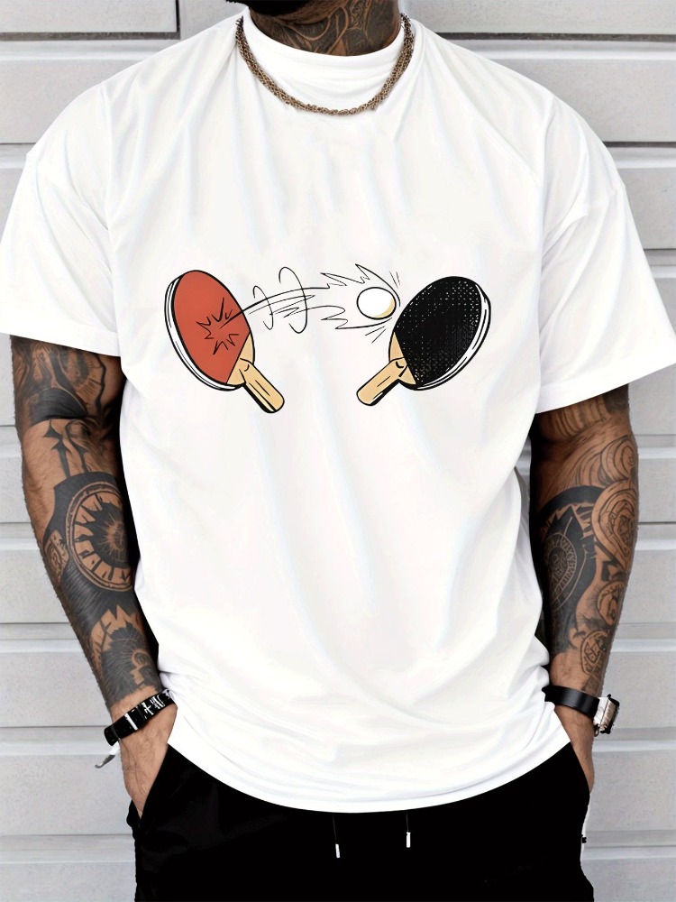 Mens Summer Tee Cartoon Table  - đánh giá và giá Table Tennis Outfit Male