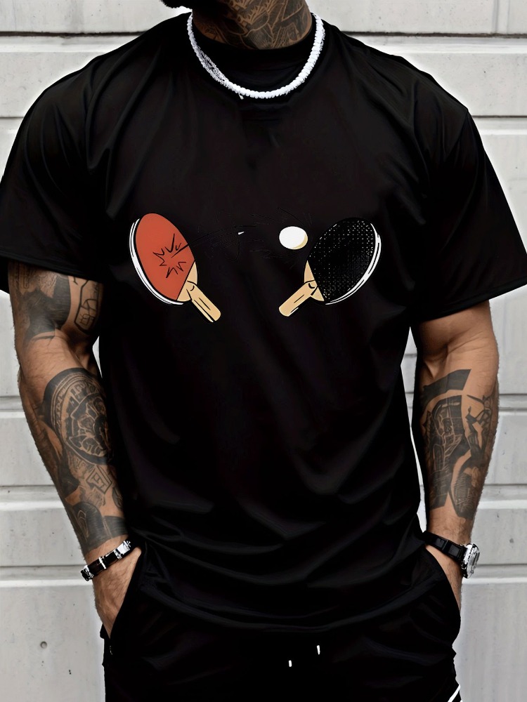 Mens Summer Tee Cartoon Table  - đánh giá và giá Table Tennis Outfit Male