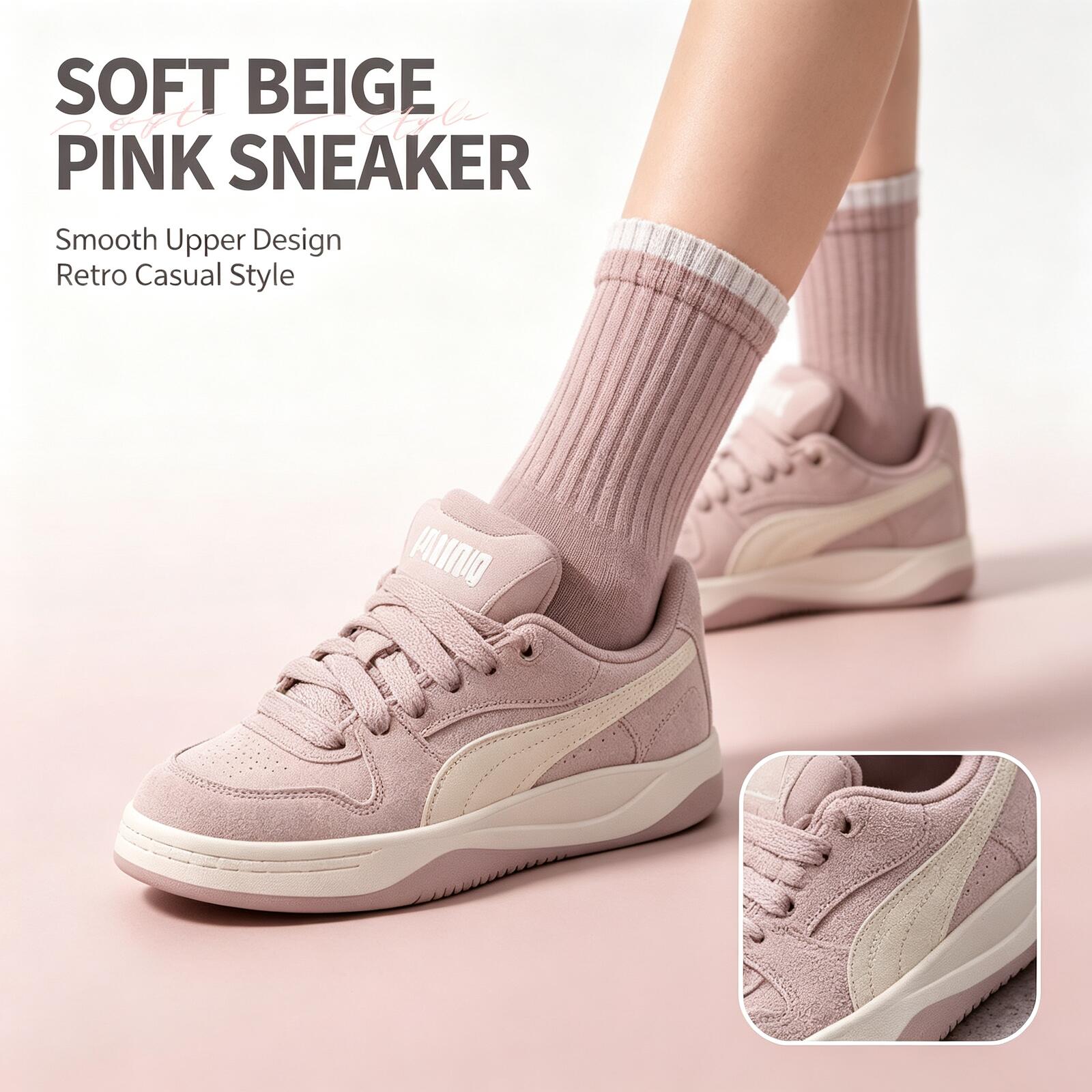 PUMA Women Beige Pink Low Top  - đánh giá và giá Table Tennis Gun